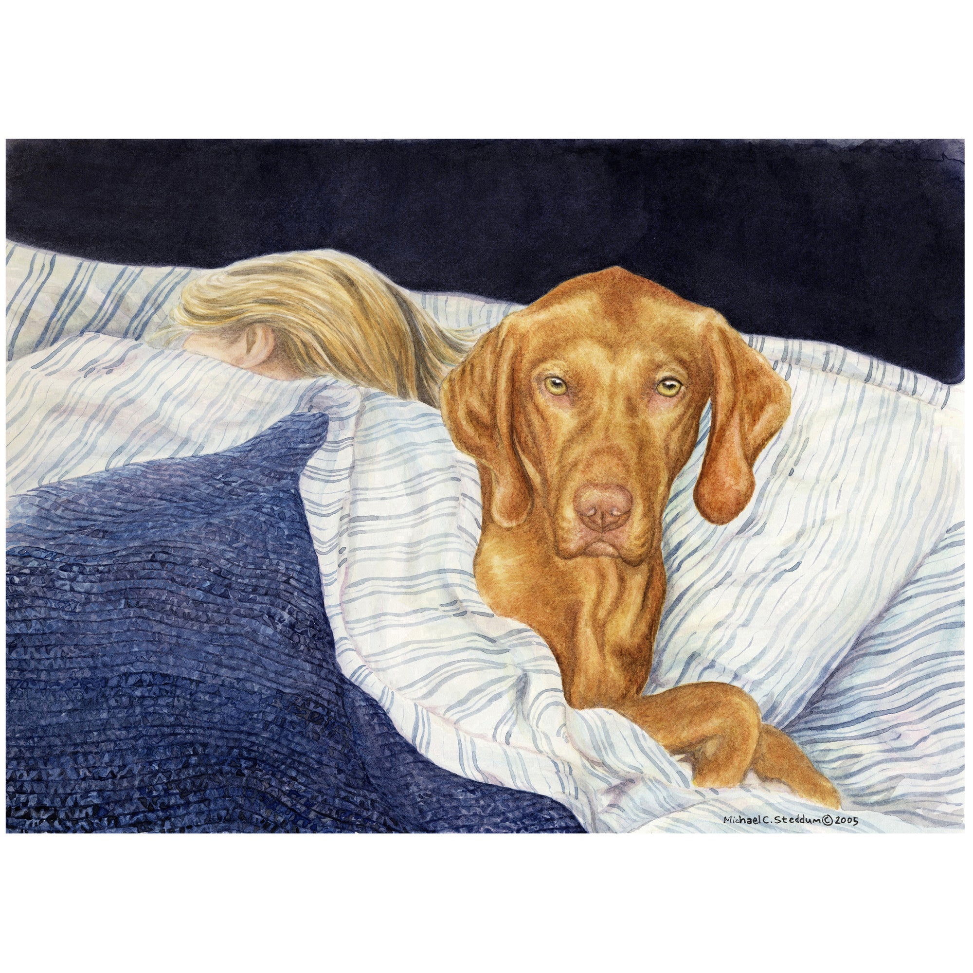 Vizsla Art Reproduction Print – Lucky Dog by Michael Steddum - Limited Edition Signed and Numbered Vizsla Art Print