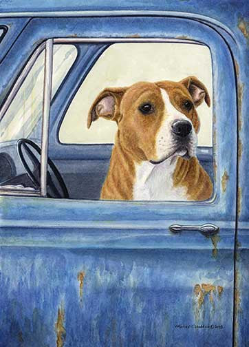 "I'll Watch The Truck" A Limited Edition American Staffordshire Terrier Print