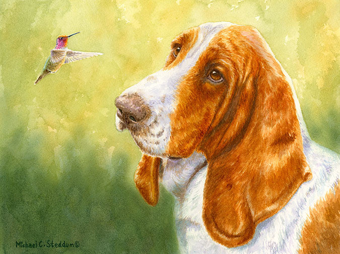 "Bird Dog" A Limited Edition Basset Hound Print