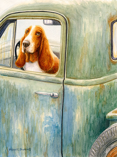"Country Roads" A Limited Edition Basset Hound Print