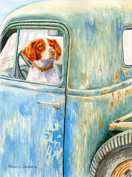 Brittany Art Print - Ready to Go by Michael Steddum - Limited Edition Signed and Numbered Brittany Dog Art Print - Ideal for a Brittany Gift