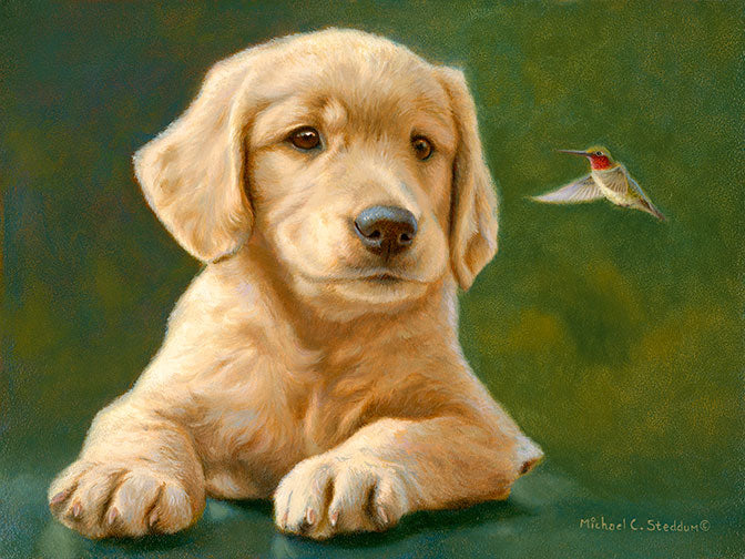 Cute Golden Retriever Puppy print by Katho Menden