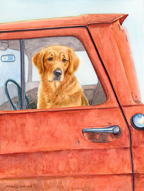 Cute Golden Retriever Puppy print by Katho Menden