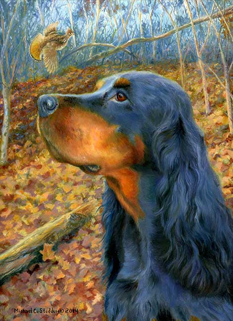 Gordon Setter Art Reproduction Print – “Northwoods” by Michael Steddum - Limited Edition Signed and Numbered Gordon Setter Art Print