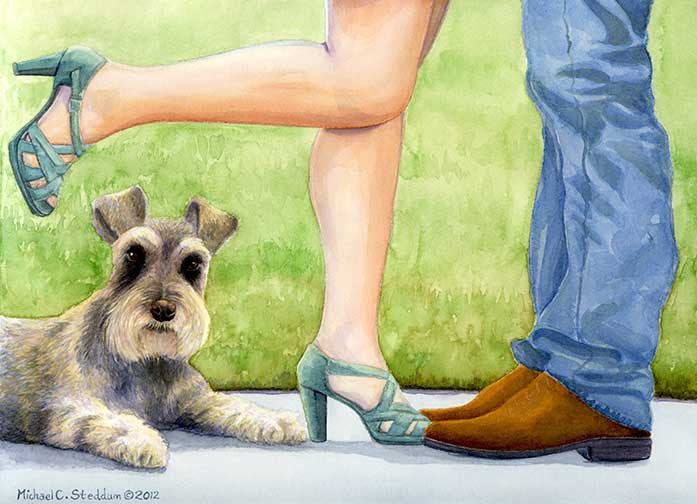 "Learning to Share" A Limited Edition Schnauzer Print